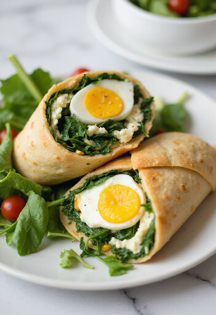 10 Egg Dinner Recipes for Fast Affordable Meals - 9. Spinach and Feta Egg Wrap