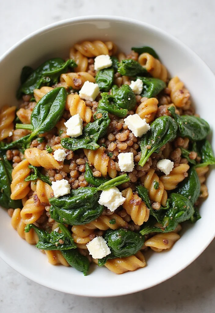 10 Healthy Noodle Recipes for Quick Weeknight Dinners - 5. Lentil Pasta with Spinach and Feta