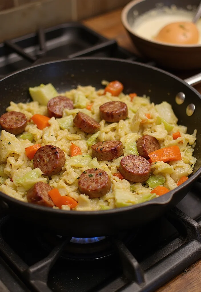 10 Keto Cabbage Recipes for Quick Simple Dinners - 4. Cabbage and Sausage Skillet