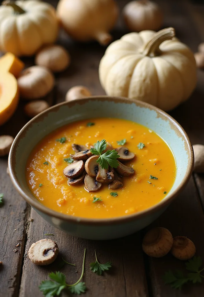 10 Vegan Butternut Squash Recipes for Cozy Meals - 10. Butternut Squash and Mushroom Soup