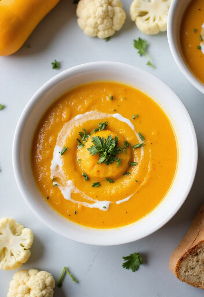 10 Vegan Butternut Squash Recipes for Cozy Meals - 7. Creamy Butternut Squash and Cauliflower Soup