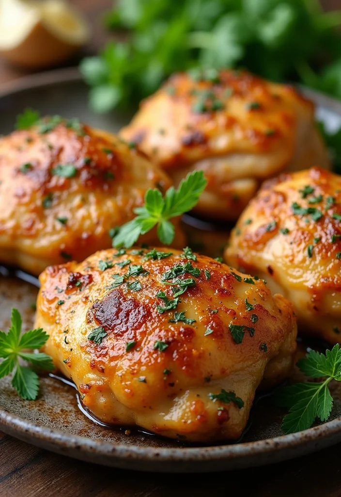 12 Healthy Budget Recipes That Maximize Flavor - 9. Garlic and Herb Roasted Chicken Thighs
