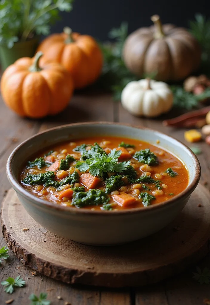 12 Healthy Fall Recipes with Warm Seasonal Flavors - 6. Spicy Lentil & Kale Soup