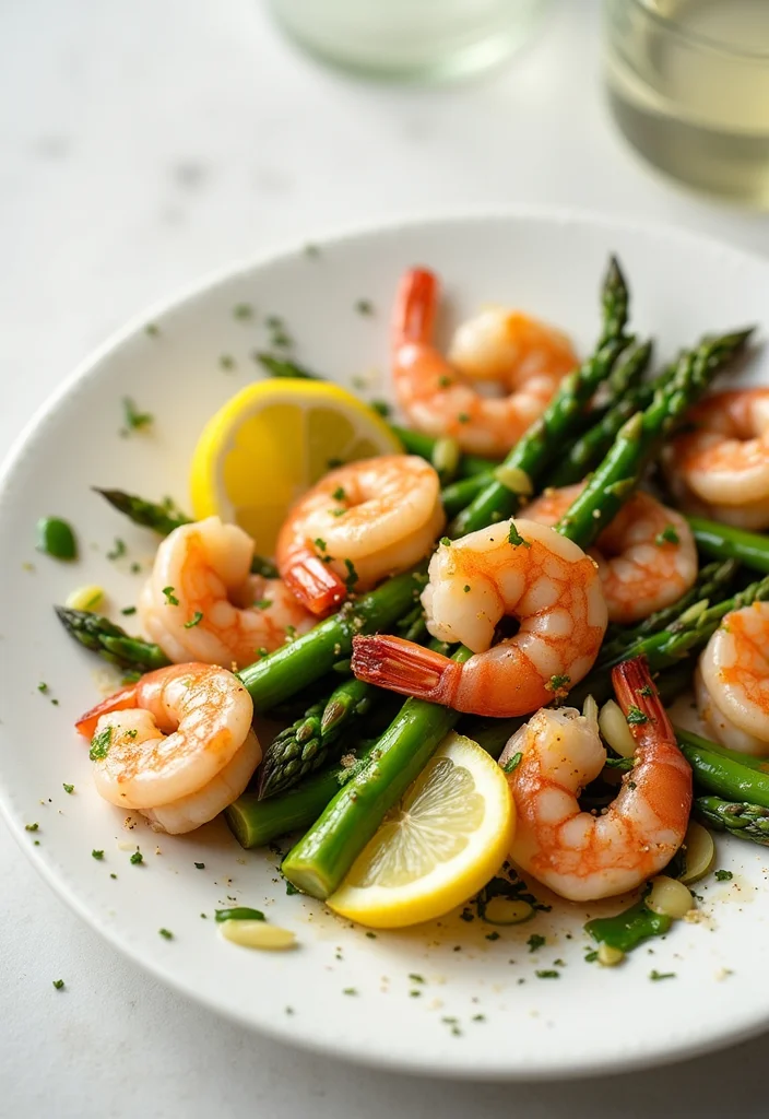 12 Healthy Meat Recipes Light and Satisfying - 11. Lemon Garlic Shrimp and Asparagus
