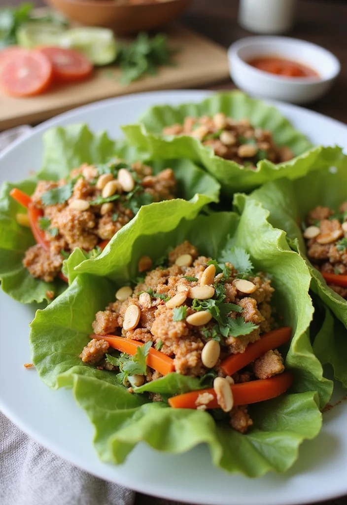 12 Healthy Meat Recipes Light and Satisfying - 12. Thai Chicken Lettuce Wraps