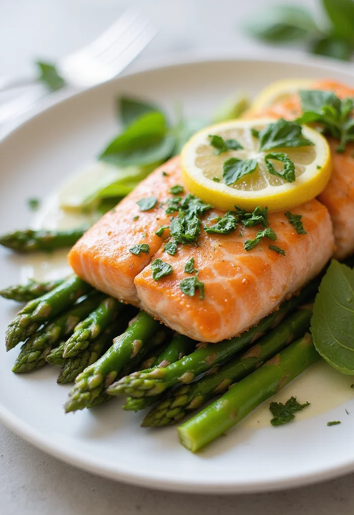 12 Healthy Pescatarian Recipes for Easy Meals - 10. Lemon Basil Salmon with Asparagus