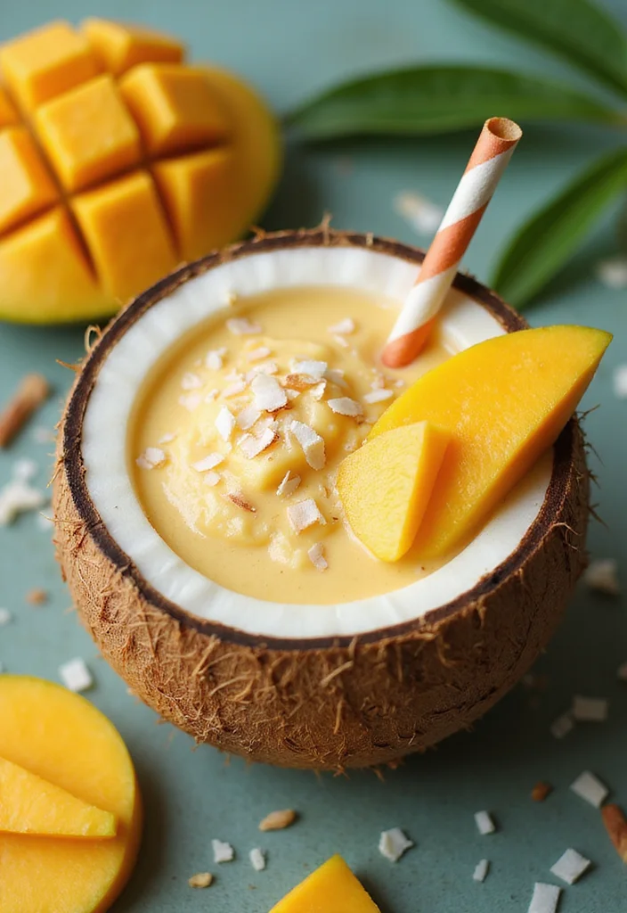 12 Healthy Smoothie Recipes for Energy and Balance - 10. Coconut Mango Smoothie