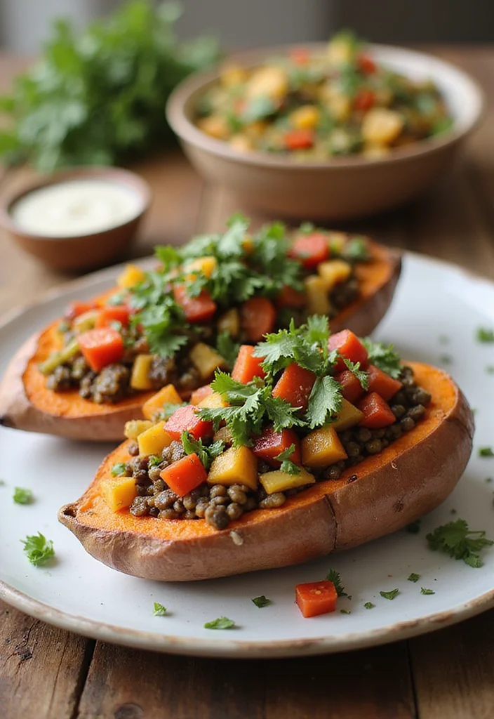 12 High Protein Vegan Recipes for Everyday Strength - 2. Lentil-Stuffed Sweet Potatoes
