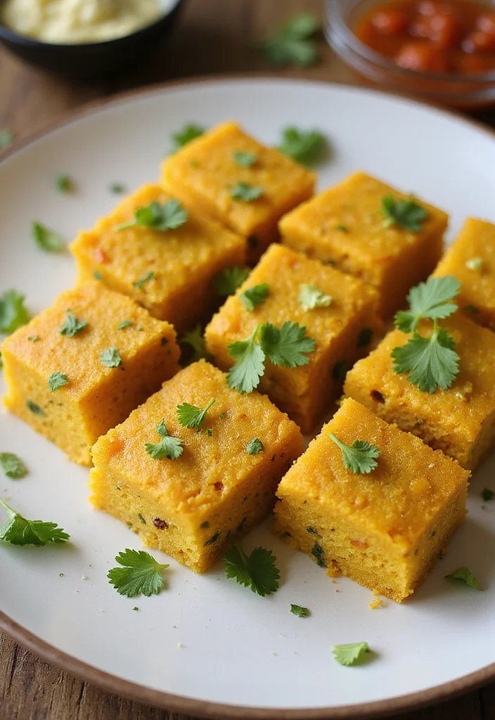 12 Indian Vegan Recipes Full of Bold Flavor - 7. Vegan Dhokla - Steamed Savory Cake