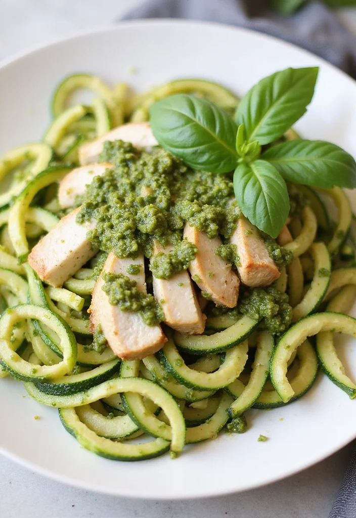 12 Low Carb Dinner Recipes for Everyday Eating - 1. Zucchini Noodles with Pesto Chicken