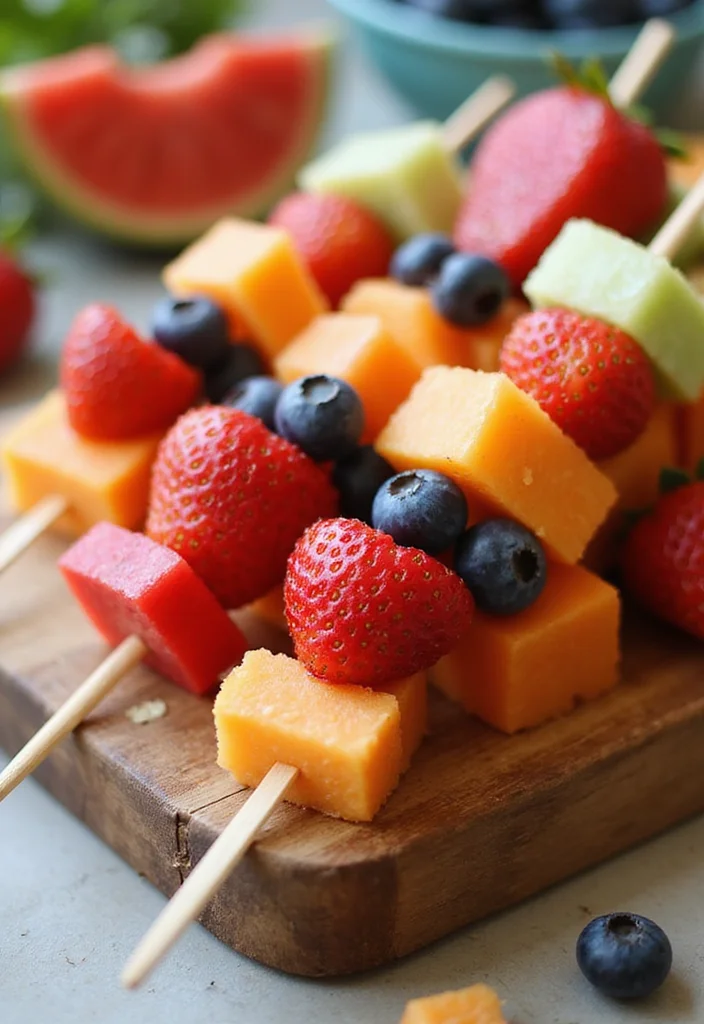 12 Summer Dessert Recipes Light and Refreshing - 12. Melon Berry Skewers