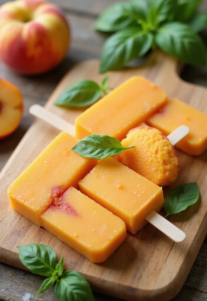 12 Summer Dessert Recipes Light and Refreshing - 5. Peach and Basil Popsicles