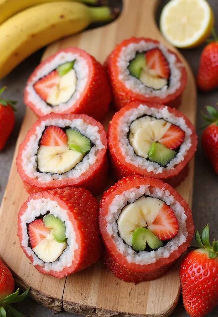 12 Summer Dessert Recipes Light and Refreshing - 7. Strawberry Banana Sushi