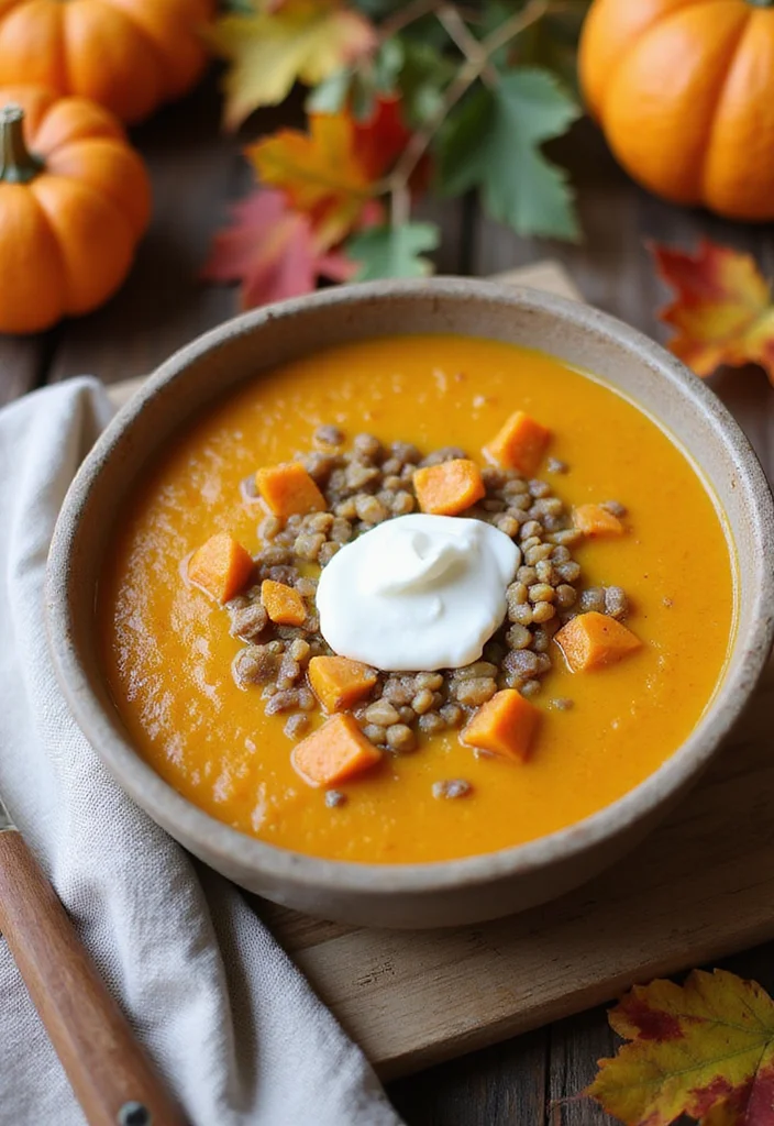 12 Vegan Fall Recipes with Warm Seasonal Flavor - 3. Spiced Butternut Squash and Lentil Soup